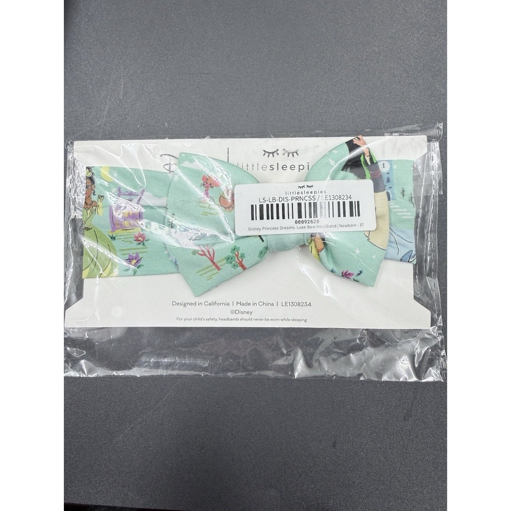 Little Sleepies Disney Princess Dreams Luxe Bow Headband Size Newborn - 3T New